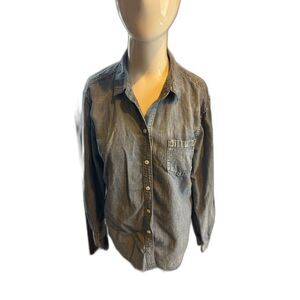 Tommy Bahama Women's Birds of a Feather Jeans Shirt Button Down Sz M Blue